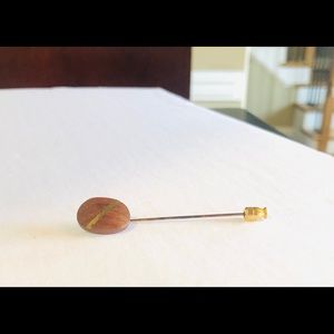 Vintage Wood Gold Inlay Hat Stick Pin